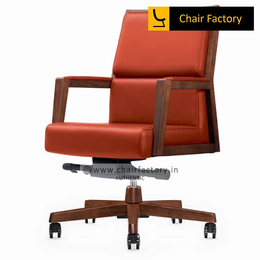 MONTGOMARY MID BACK 100% GENUINE LEATHER TAN CHAIR